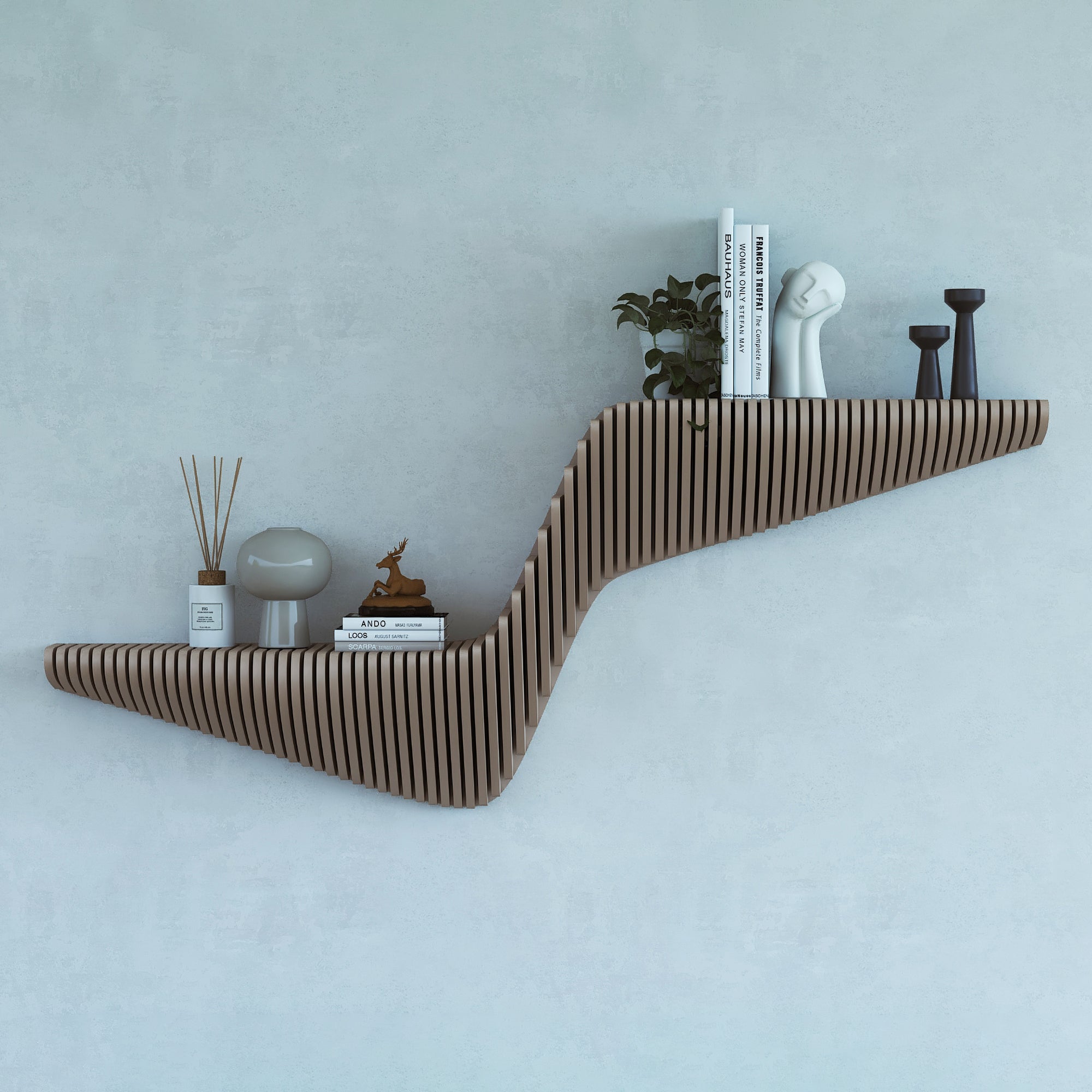 Floating Wall Shelf for Living Room, Parametric Wall Shelf Decor  3D Wall Art.